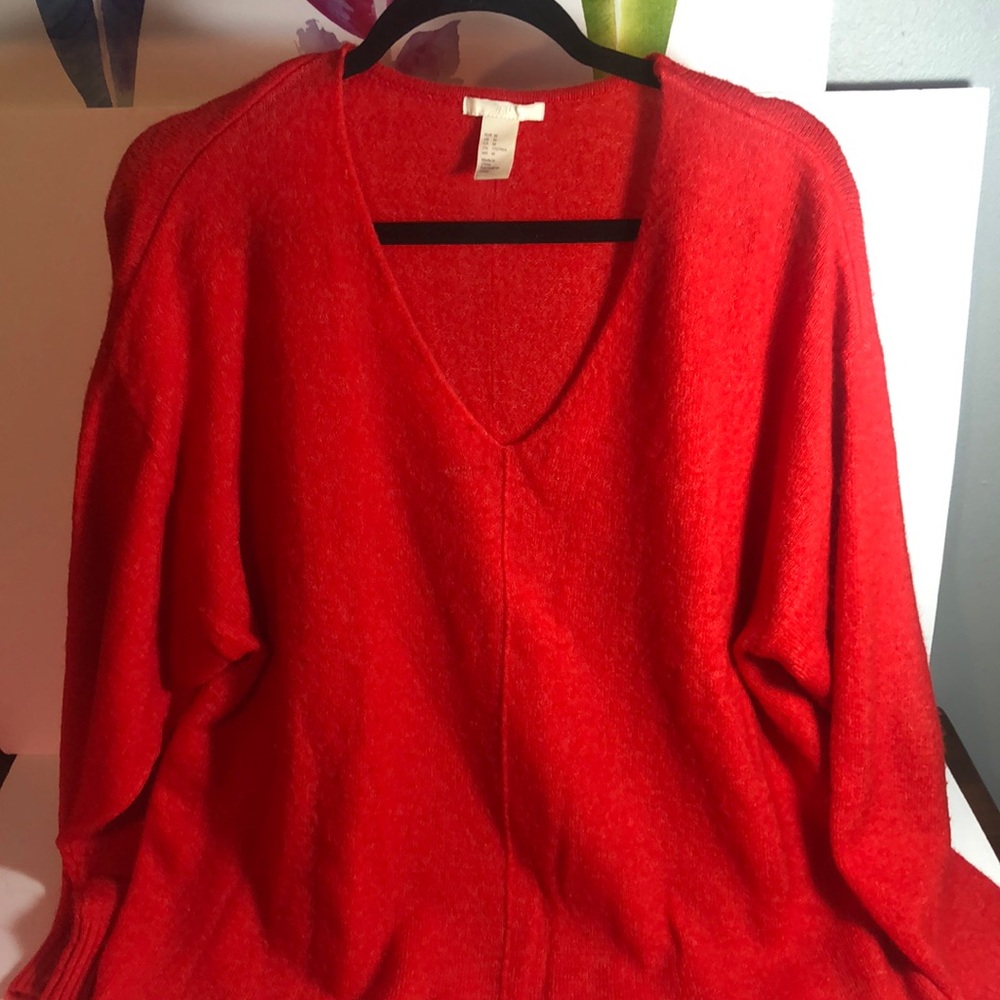 H&M Red V-Neck Sweater